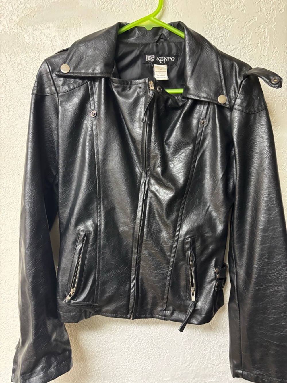 Kenpo Black Faux Leather Moto Jacket